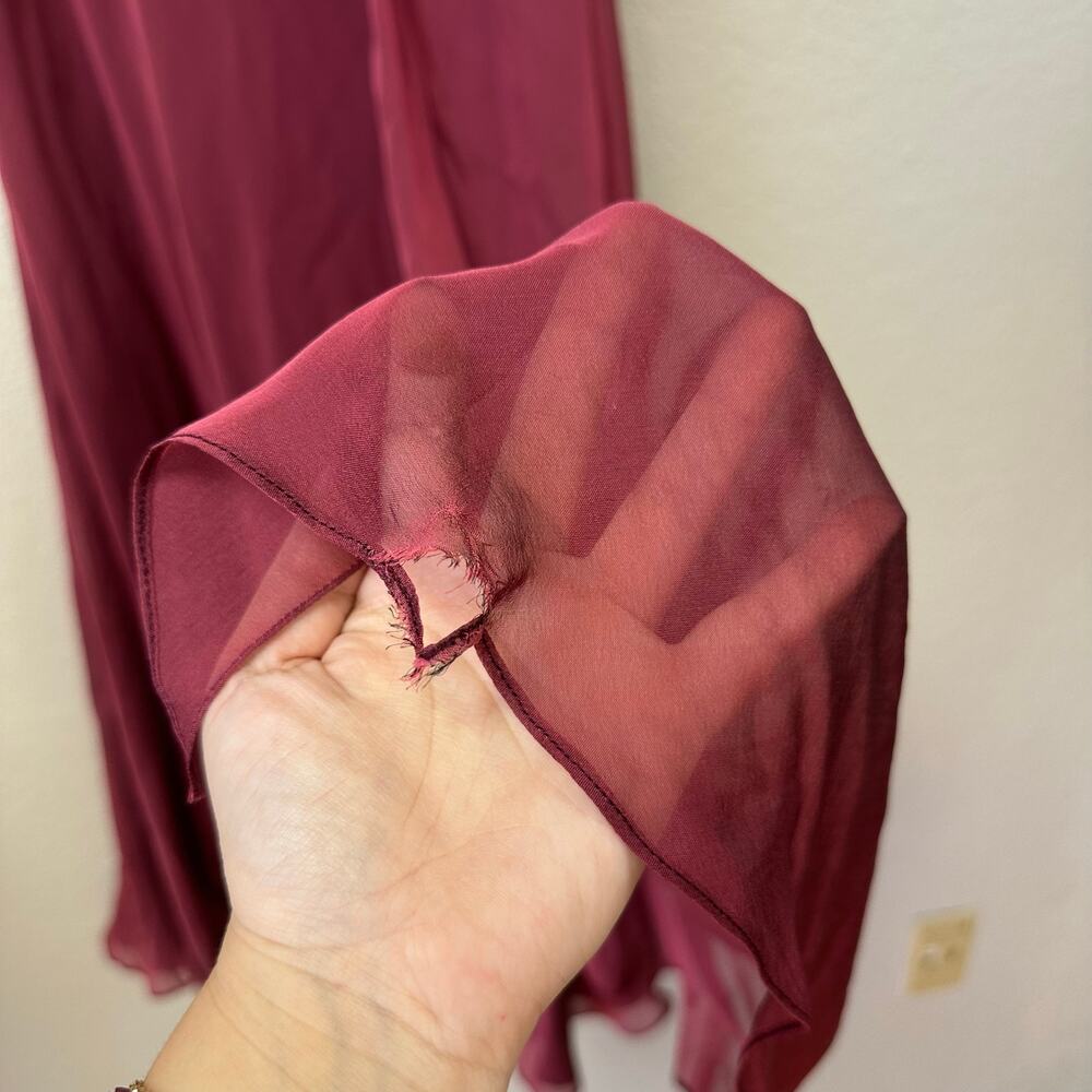 Carmen Marc Valvo Strapless Party Formal Wedding Maxi Dress Burgundy Size 6 - Picture 8 of 12
